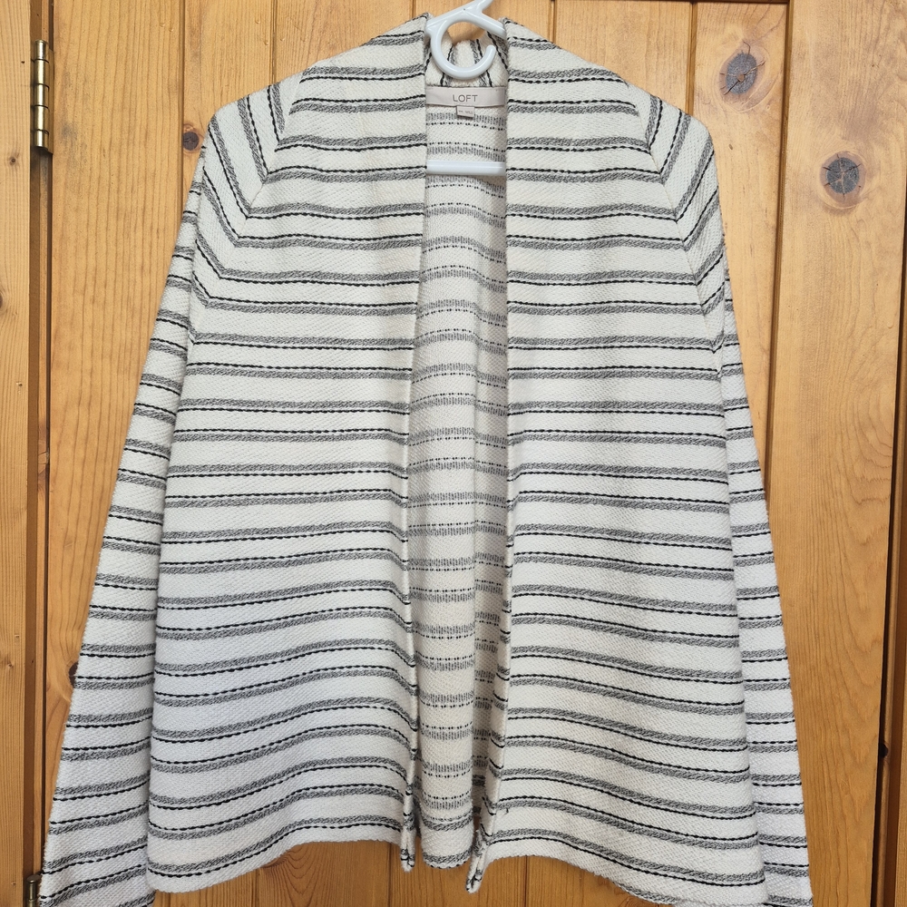 LOFT Women's Black and White Striped Blazer